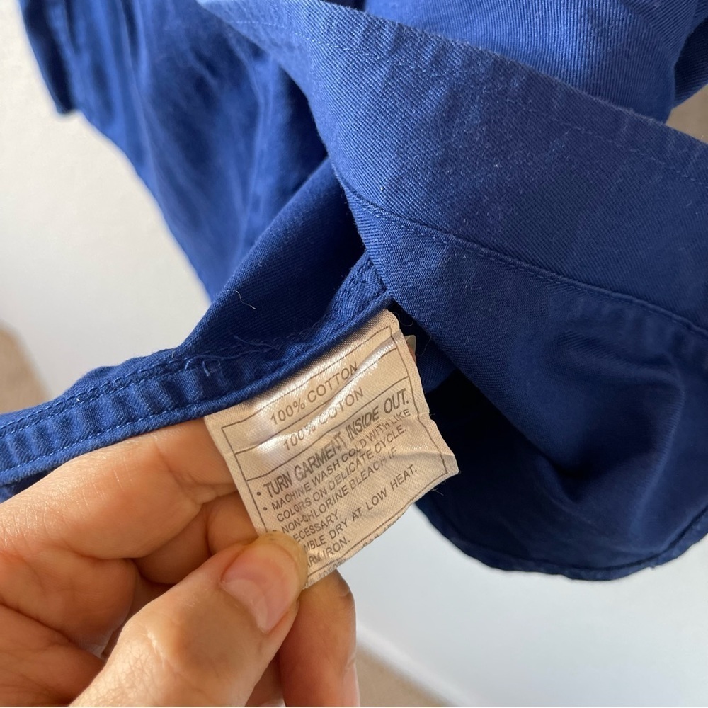 Ariat Men's Ultramarine Blue Solid Twill Button-Up Classic Fit Shirt Size Small - Picture 9 of 10